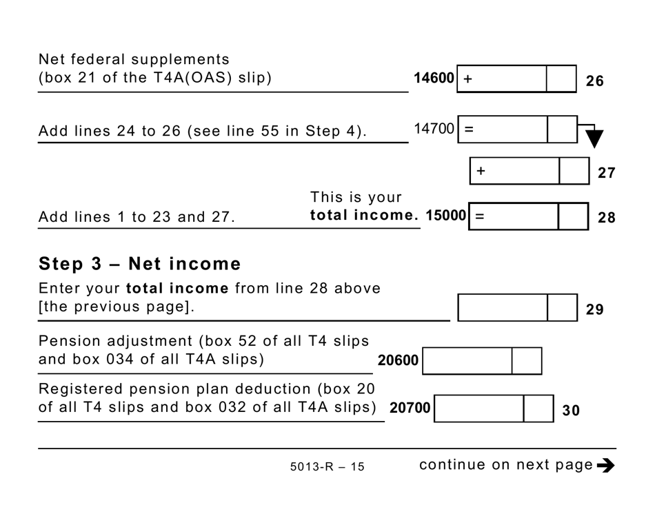 Form 5013-R Income Tax and Benefit Return for Non-residents and Deemed Residents of Canada - Large Print - Canada, Page 15