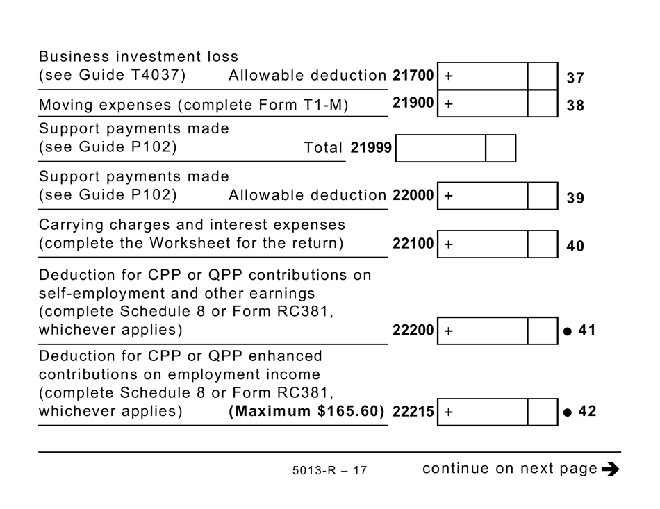 Form 5013-R Income Tax and Benefit Return for Non-residents and Deemed Residents of Canada - Large Print - Canada, Page 17