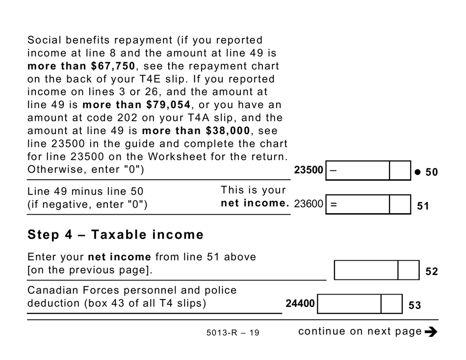Form 5013-R Income Tax and Benefit Return for Non-residents and Deemed Residents of Canada - Large Print - Canada, Page 19
