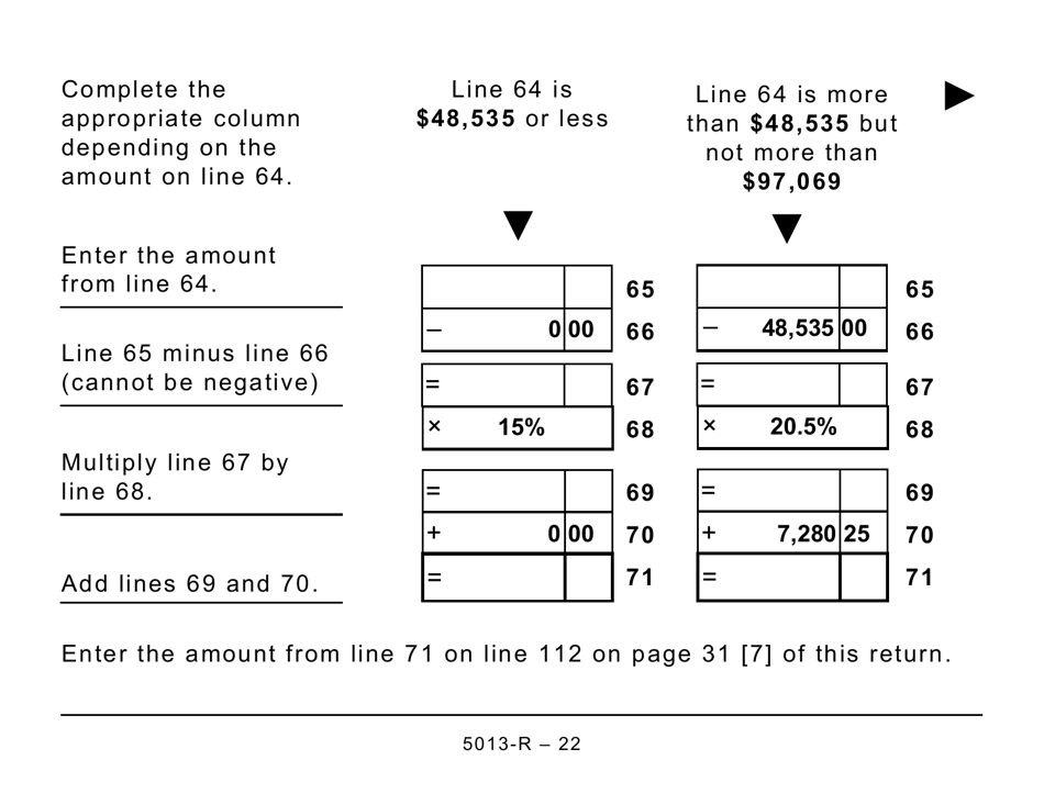 Form 5013-R Income Tax and Benefit Return for Non-residents and Deemed Residents of Canada - Large Print - Canada, Page 22