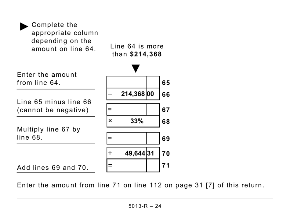 Form 5013-R Income Tax and Benefit Return for Non-residents and Deemed Residents of Canada - Large Print - Canada, Page 24