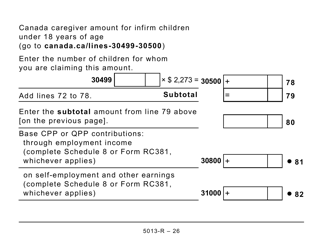 Form 5013-R Income Tax and Benefit Return for Non-residents and Deemed Residents of Canada - Large Print - Canada, Page 26