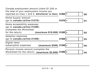 Form 5013-R Income Tax and Benefit Return for Non-residents and Deemed Residents of Canada - Large Print - Canada, Page 28