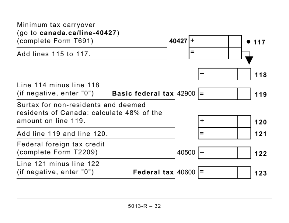 Form 5013-R Income Tax and Benefit Return for Non-residents and Deemed Residents of Canada - Large Print - Canada, Page 32