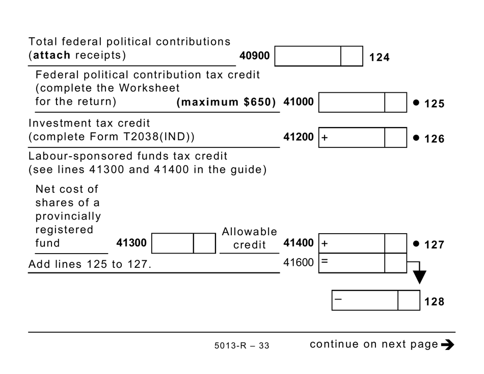 Form 5013-R Income Tax and Benefit Return for Non-residents and Deemed Residents of Canada - Large Print - Canada, Page 33