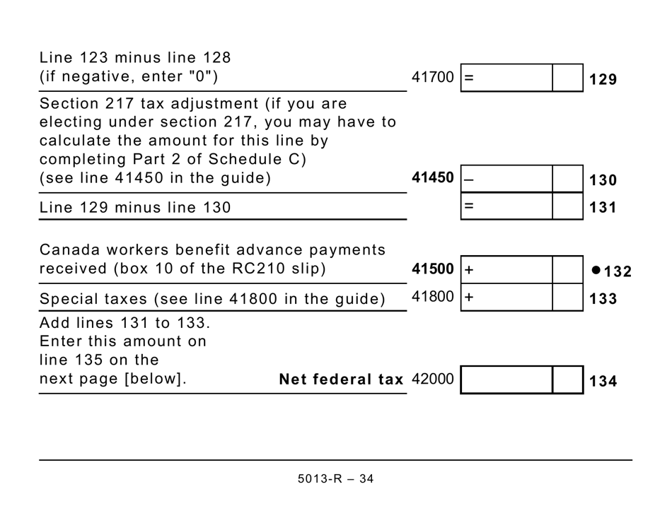 Form 5013-R Income Tax and Benefit Return for Non-residents and Deemed Residents of Canada - Large Print - Canada, Page 34