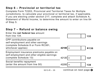 Form 5013-R Income Tax and Benefit Return for Non-residents and Deemed Residents of Canada - Large Print - Canada, Page 35
