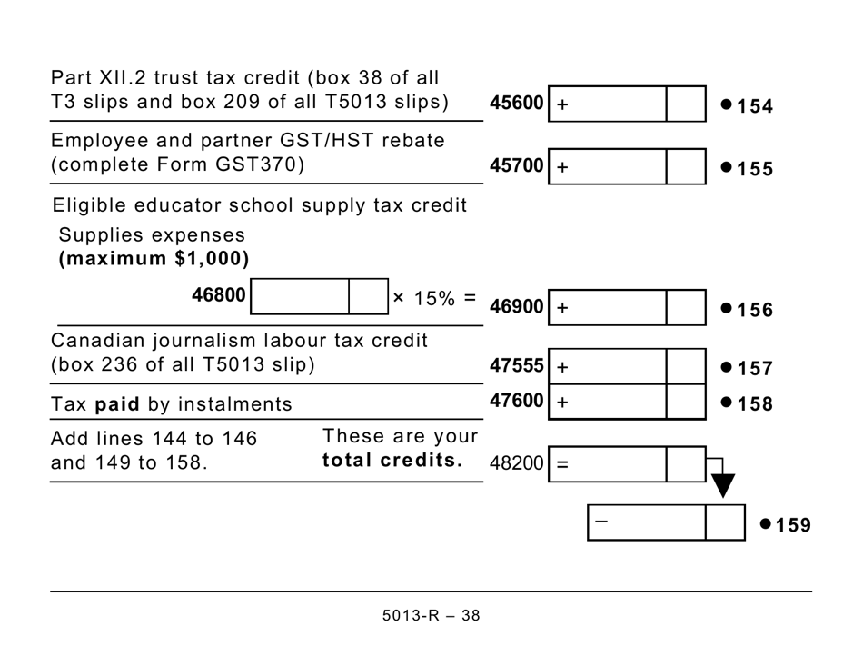 Form 5013-R Income Tax and Benefit Return for Non-residents and Deemed Residents of Canada - Large Print - Canada, Page 38
