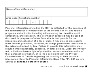 Form 5013-R Income Tax and Benefit Return for Non-residents and Deemed Residents of Canada - Large Print - Canada, Page 41