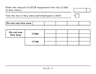 Form 5013-R Income Tax and Benefit Return for Non-residents and Deemed Residents of Canada - Large Print - Canada, Page 6