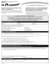 Form NWT8870 &quot;Request to Access or Correct Your Health Information&quot; - Northwest Territories, Canada (English/French)