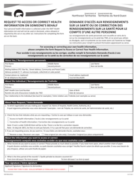 Form NWT8922 &quot;Request to Access or Correct Health Information on Someone's Behalf&quot; - Northwest Territories, Canada (English/French)