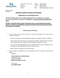 Document preview: Application for Counseling Services - Nova Scotia, Canada