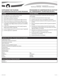 Form NWT9213 Supplement for Tourism Accommodation Relief (Star) Program Application Form - Northwest Territories, Canada (English/French)