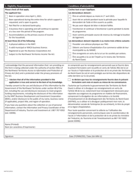 Form NWT9213 Supplement for Tourism Accommodation Relief (Star) Program Application Form - Northwest Territories, Canada (English/French), Page 2