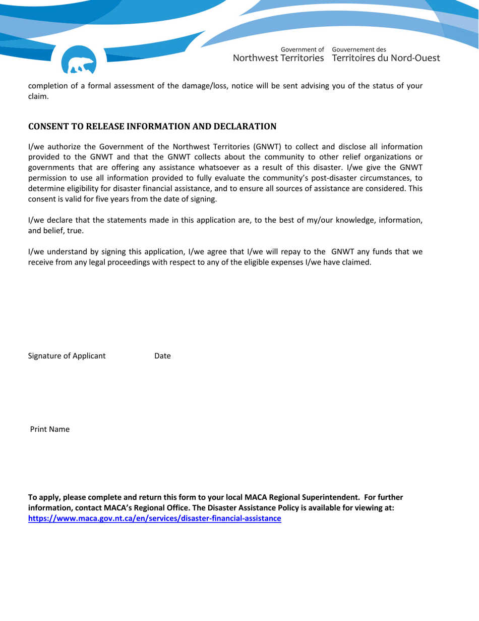 Private Sector Application for Disaster Financial Assistance (Dfa) - Northwest Territories, Canada, Page 3