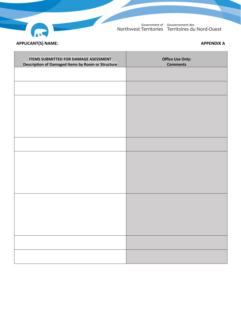 Private Sector Application for Disaster Financial Assistance (Dfa) - Northwest Territories, Canada, Page 5