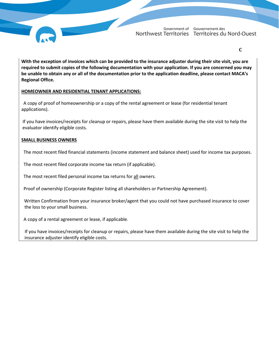 Private Sector Application for Disaster Financial Assistance (Dfa) - Northwest Territories, Canada, Page 7