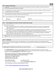 Application for Appointment or Renewal Notary Public - Northwest Territories, Canada, Page 2