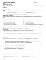 Form 7 (PFA714) Certificate of Service - British Columbia, Canada, Page 2
