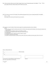 Form 12 (PFA720) Application About a Protection Order - British Columbia, Canada, Page 15