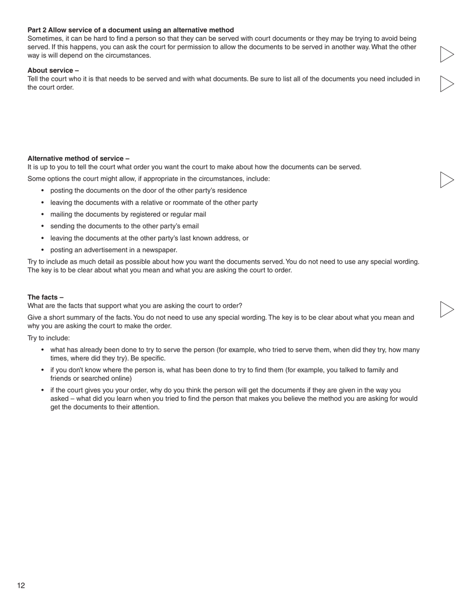 Form 11 (PFA718) Application for Case Management Order Without Notice or Attendance - British Columbia, Canada, Page 12