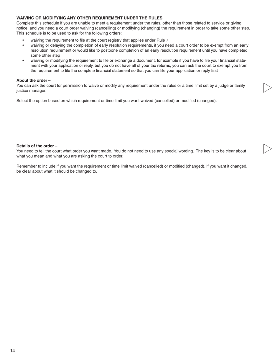 Form 11 (PFA718) Application for Case Management Order Without Notice or Attendance - British Columbia, Canada, Page 14