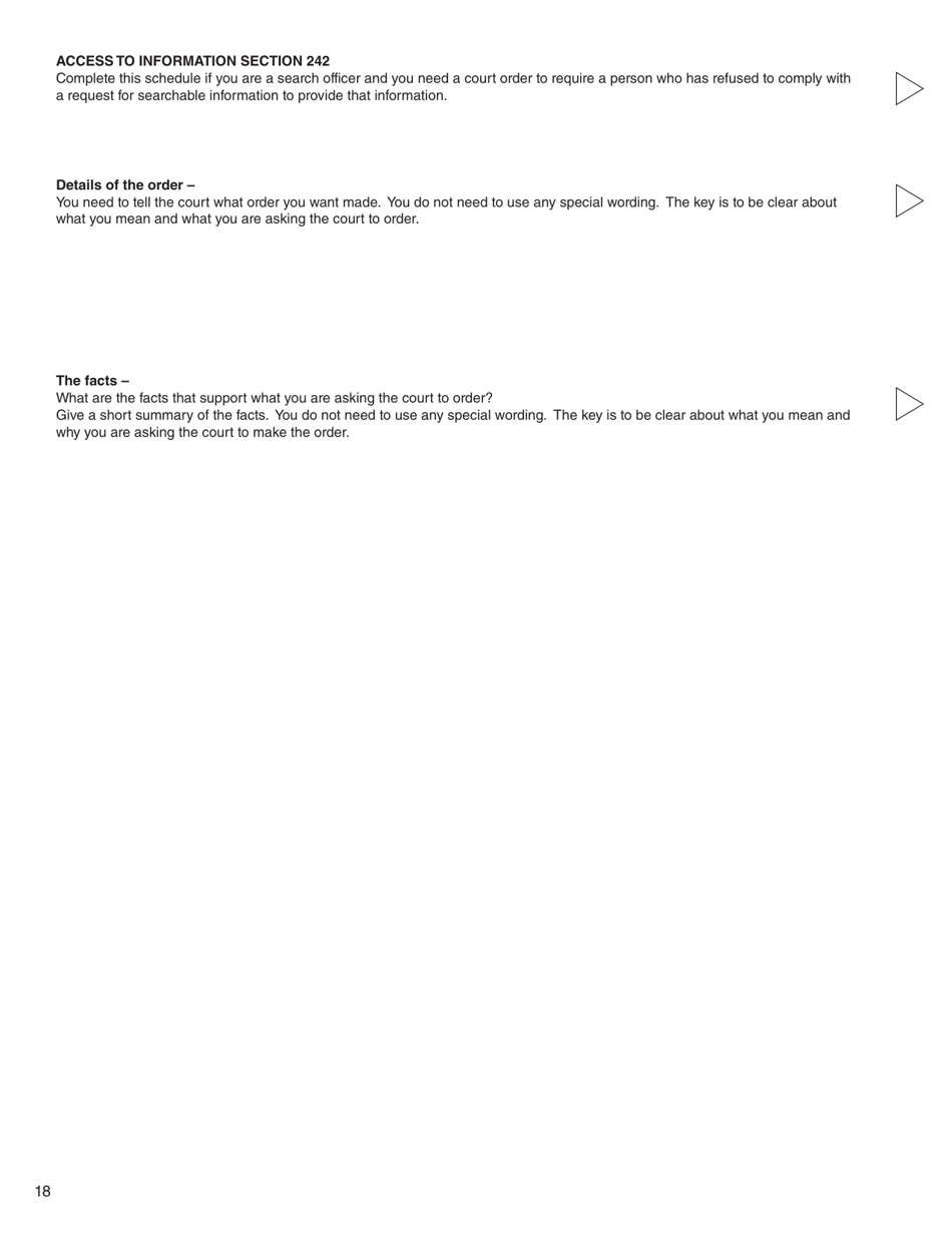 Form 11 (PFA718) Application for Case Management Order Without Notice or Attendance - British Columbia, Canada, Page 18