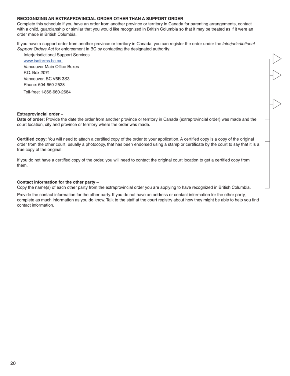 Form 11 (PFA718) Application for Case Management Order Without Notice or Attendance - British Columbia, Canada, Page 20