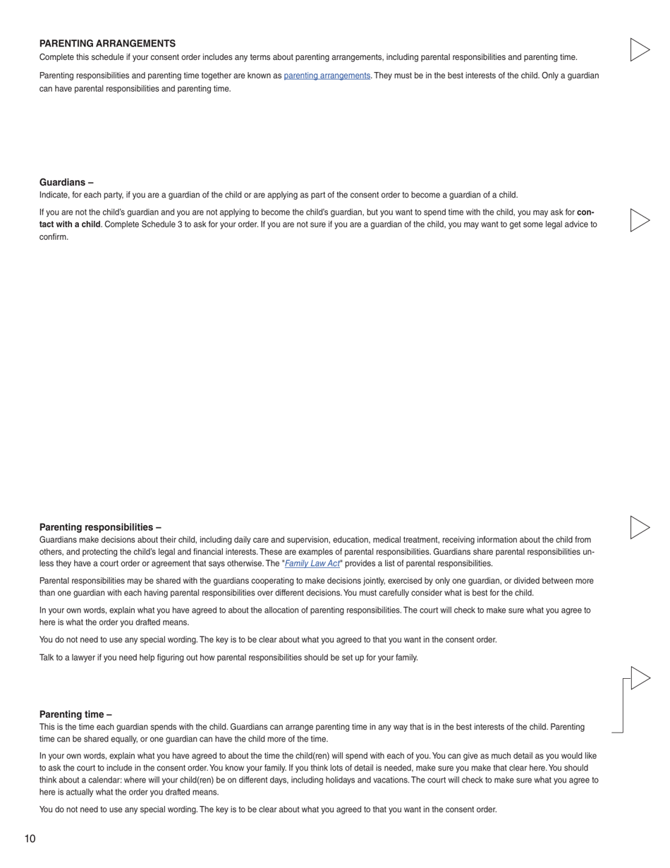 Form 17 (PFA723) Application for a Family Law Matter Consent Order - British Columbia, Canada, Page 10