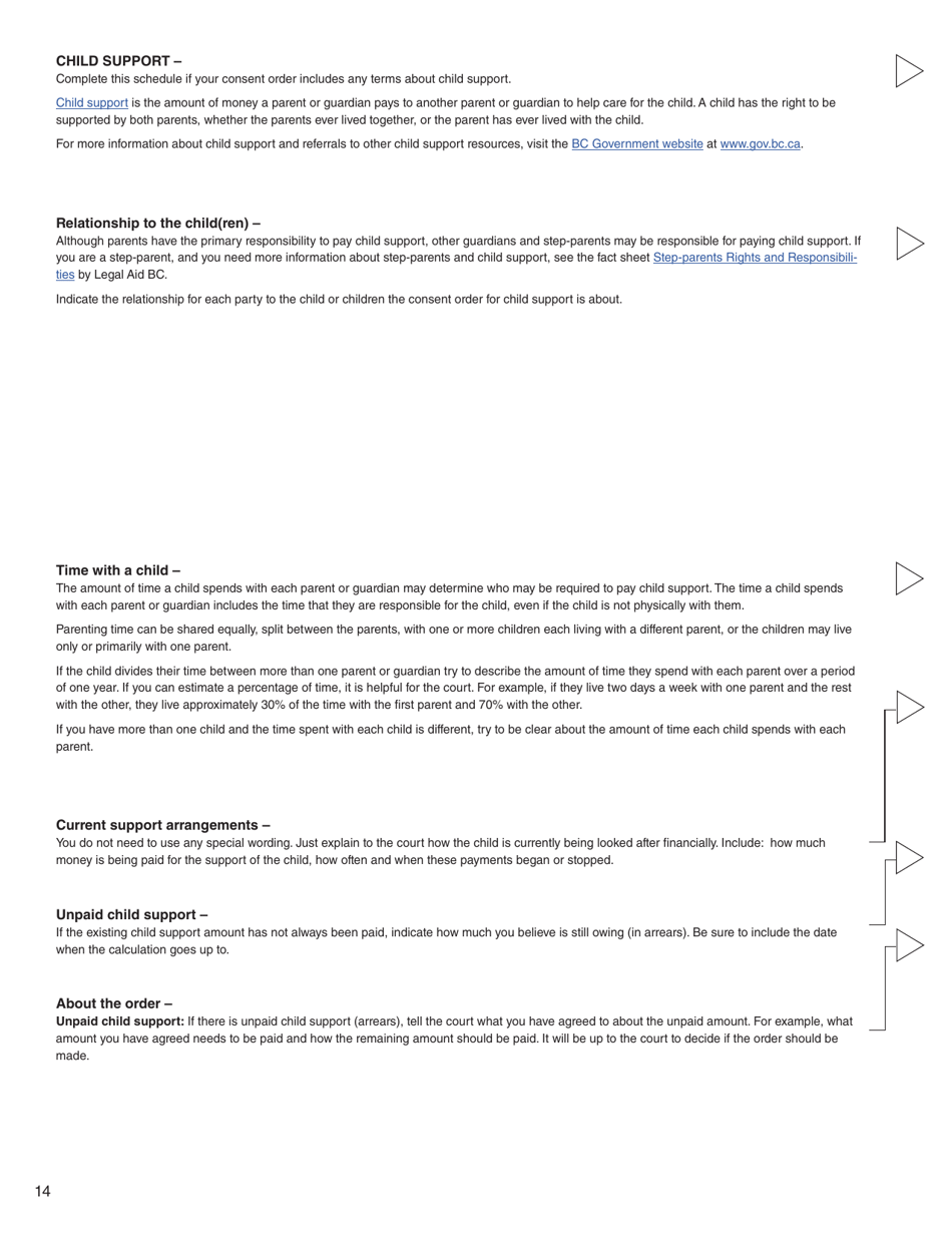 Form 17 (PFA723) Application for a Family Law Matter Consent Order - British Columbia, Canada, Page 14