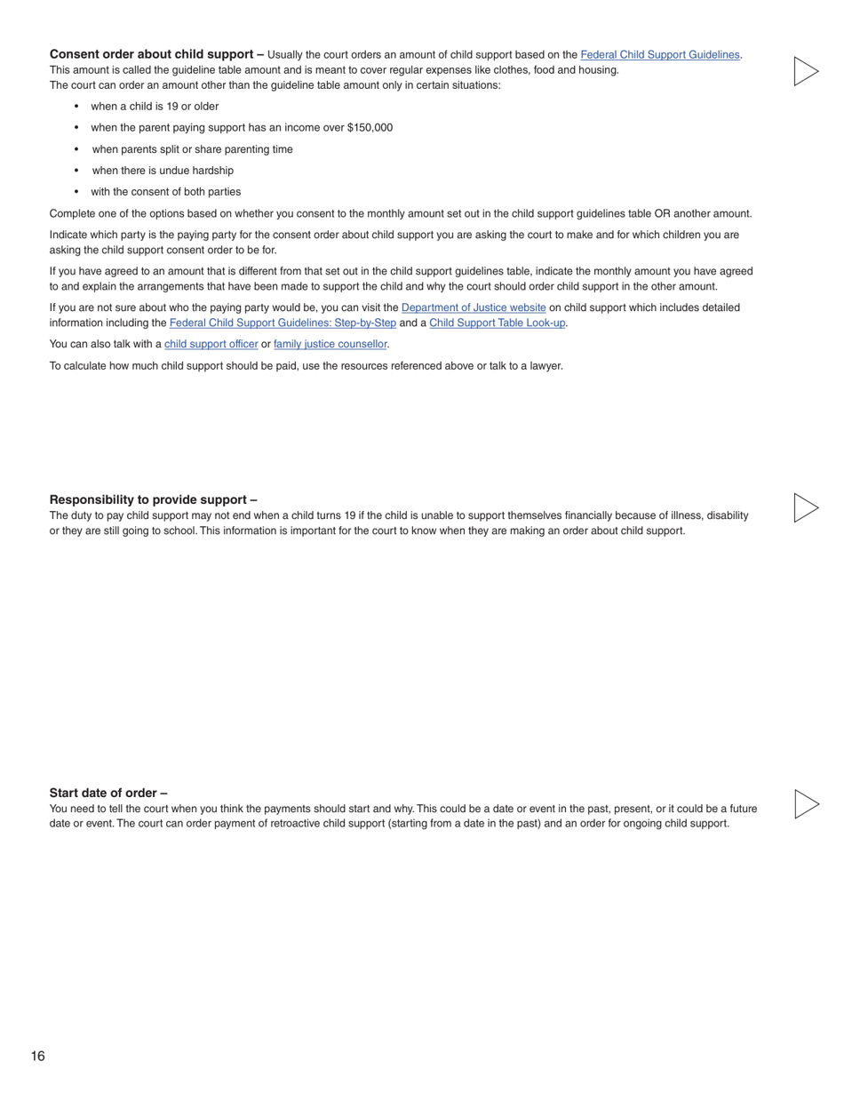 Form 17 (PFA723) Application for a Family Law Matter Consent Order - British Columbia, Canada, Page 16