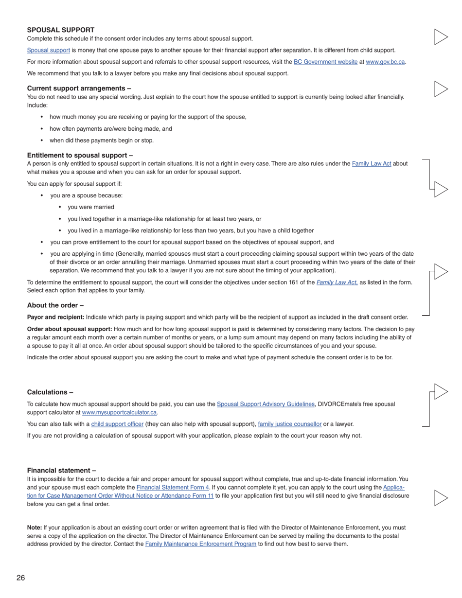 Form 17 (PFA723) Application for a Family Law Matter Consent Order - British Columbia, Canada, Page 26