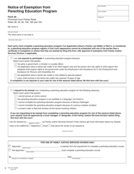 Form 20 Notice of Exemption From Parenting Education Program - British Columbia, Canada, Page 2