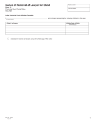 Document preview: Form 41 (PFA759) Notice of Removal of Lawyer for Child - British Columbia, Canada