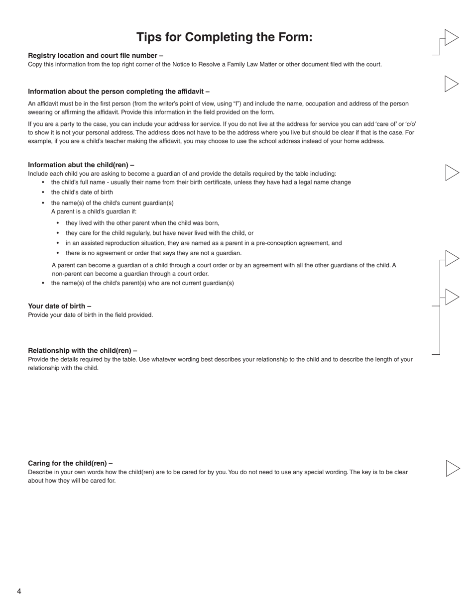 Form 5 (PFA733) Guardianship Affidavit - British Columbia, Canada, Page 4