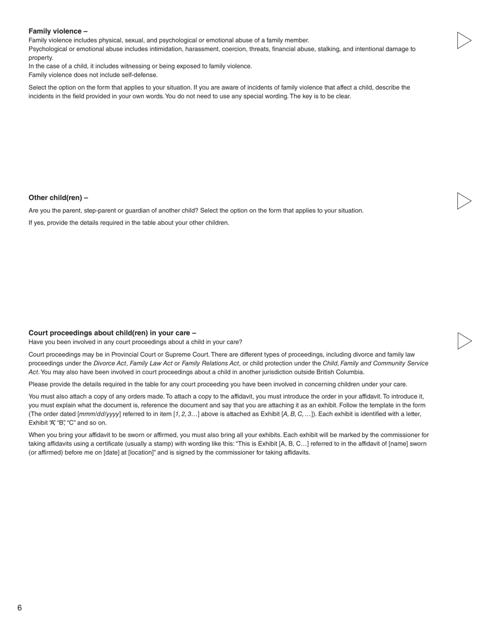 Form 5 (PFA733) Guardianship Affidavit - British Columbia, Canada, Page 6
