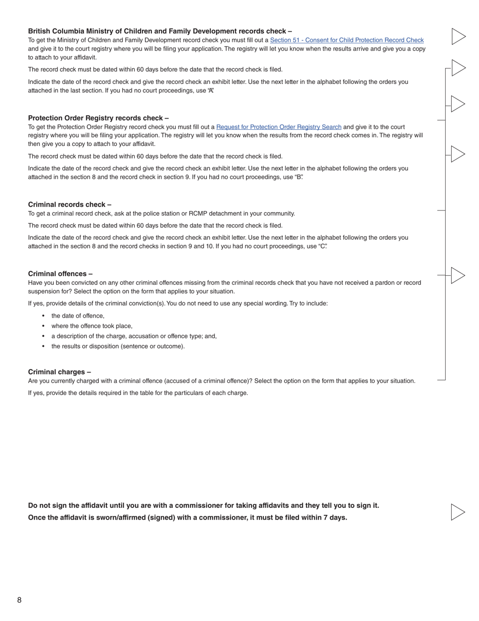 Form 5 (PFA733) Guardianship Affidavit - British Columbia, Canada, Page 8