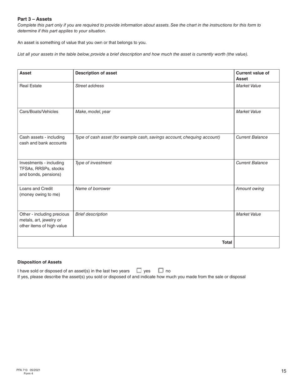 Form 4 (PFA713) Financial Statement - British Columbia, Canada, Page 15