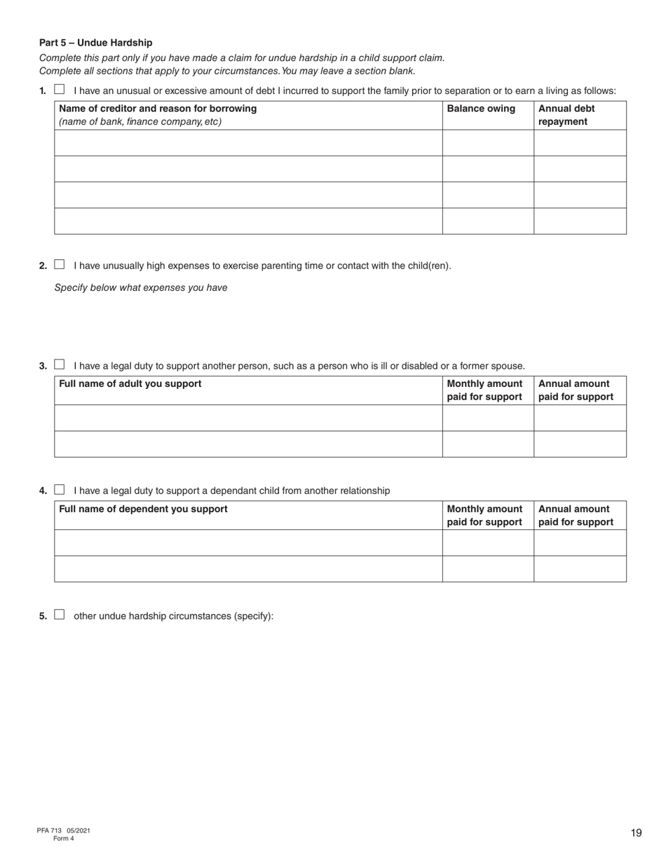 Form 4 (PFA713) Financial Statement - British Columbia, Canada, Page 19