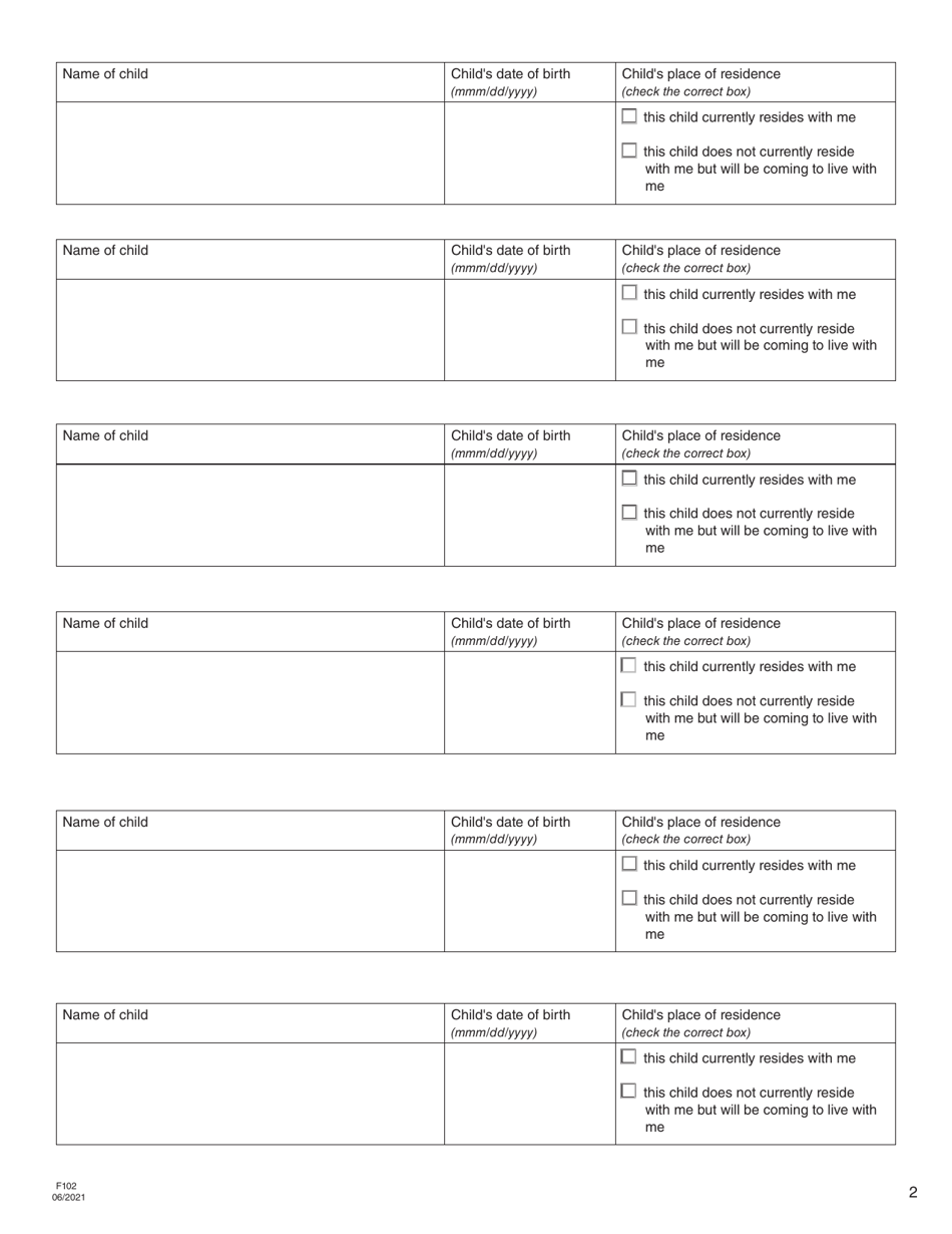 Form F102 Consent for Child Protection Record Check - British Columbia, Canada, Page 2
