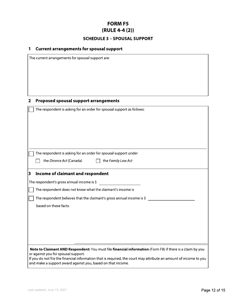 Form F5 Counterclaim - British Columbia, Canada, Page 12