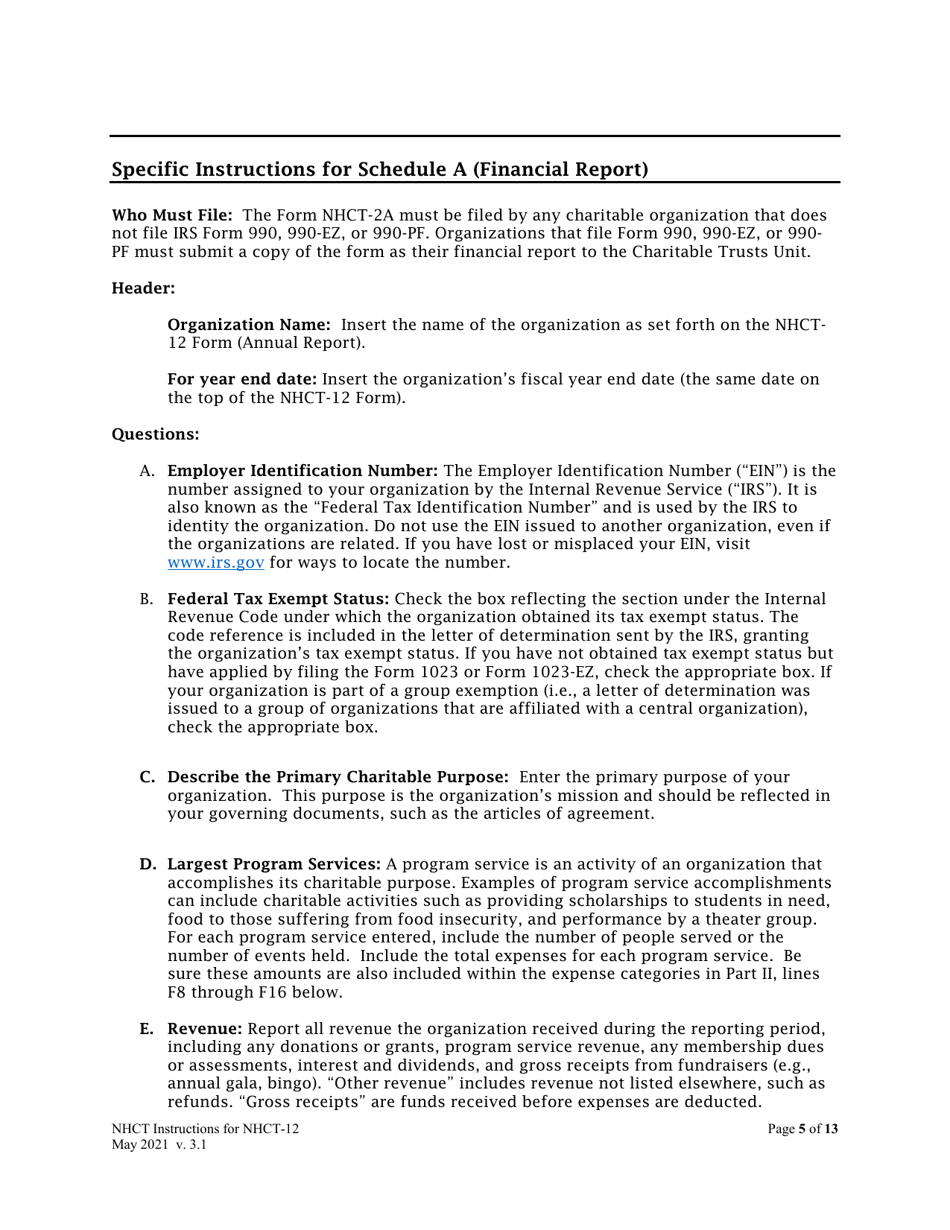 Instructions for Form NHCT-12 New Hampshire Annual Report - Charitable Organizations and Trusts - New Hampshire, Page 5