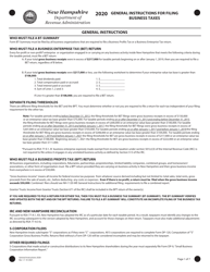 Document preview: Instructions for Form BET Business Enterprise Tax Return - New Hampshire