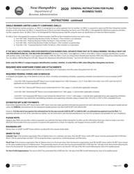 Instructions for Form BET Business Enterprise Tax Return - New Hampshire, Page 2