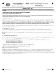 Instructions for Form BET Business Enterprise Tax Return - New Hampshire, Page 6