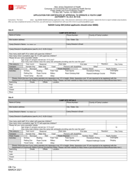 Form CB-11A Application for Certificate of Approval to Operate a Youth Camp - New Jersey