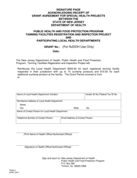 Form PHSS-4 &quot;Signature Page, Acknowledging Receipt of Grant Agreement for Special Health Projects&quot; - New Jersey