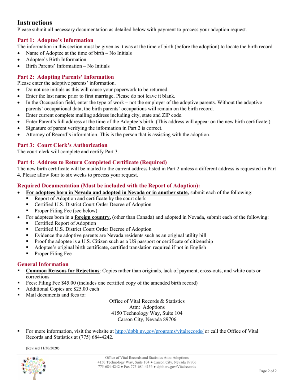 Report of Adoption - Nevada, Page 2