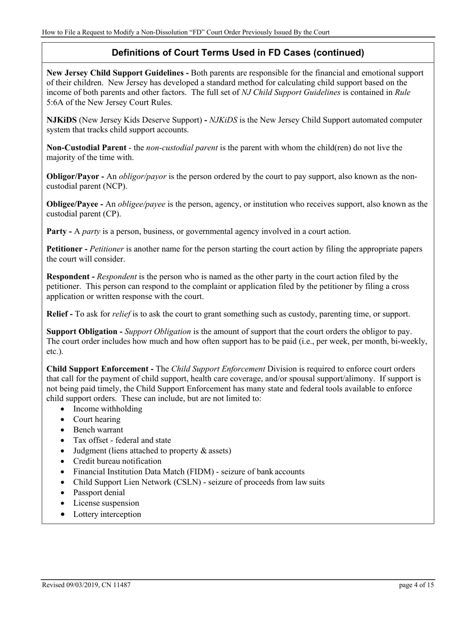 Form 11487 Application for Modification of Court Order / Cross-application for Modification of Court Order - New Jersey, Page 4